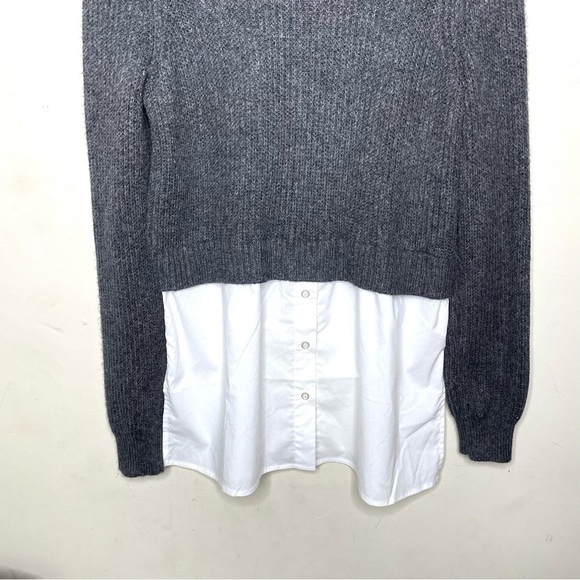 H by Halston Mock Layer Mixed Media Sweater Shirt Large - Picture 5 of 14